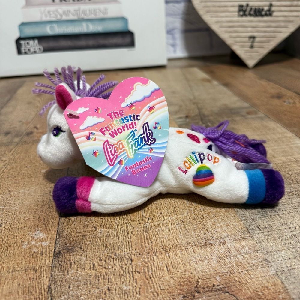 Vintage 1998 Lisa Frank Lollipop horse beanie plush with its original tags